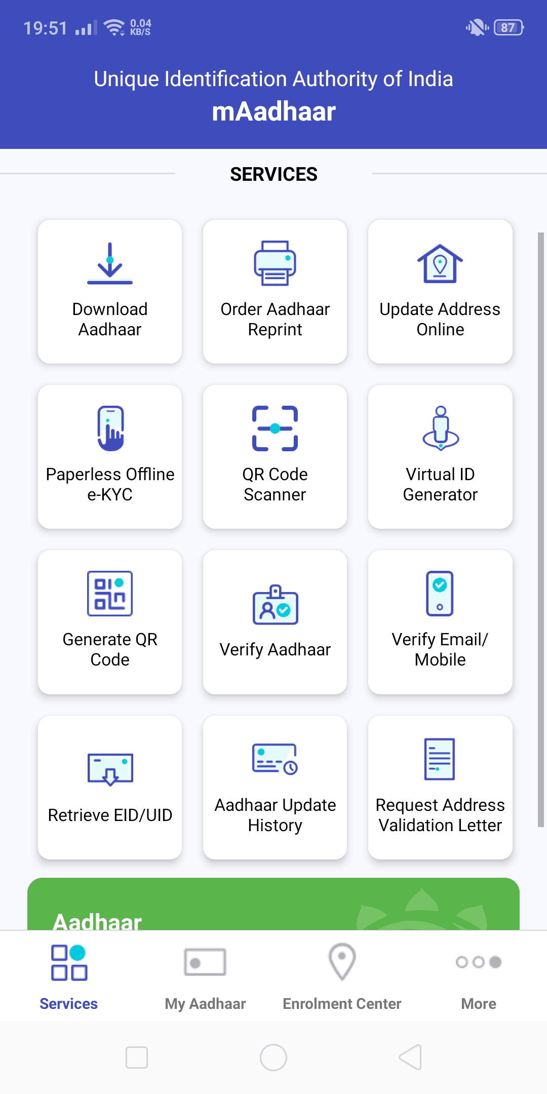 Select Aadhaar Card Status Check