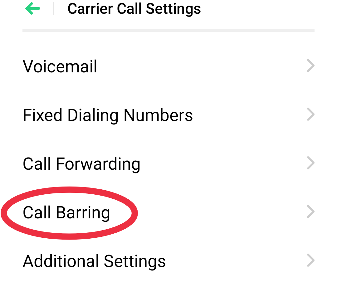 Call Barring पर क्लिक करें