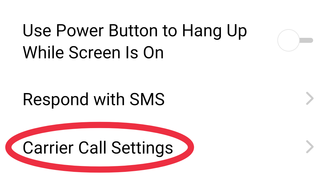 Carrier Call Setting पर क्लिक करें